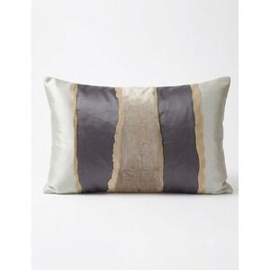 Callisto Home Luxury Lumbar Pillow Cover Metallic Charcoal Velvet Beaded 14x24